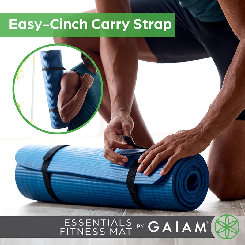 Gaiam Essentials Thick Yoga Mat Fitness & Exercise Mat with Easy-Cinch Carrier Strap, Orange, 72""L X 24""W X 2/5 Inch Thick-10mm - Image 3